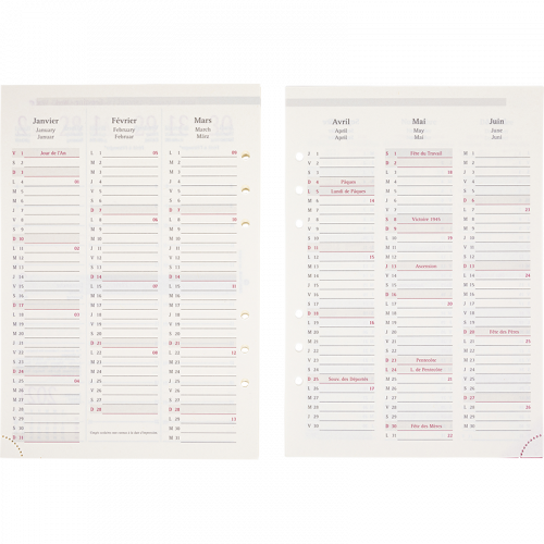 Recharge Agenda 2024 Semainier - Oberthur - Aux Trois Archers