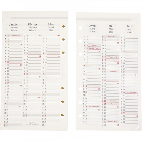 Recharge Agenda 9,5x17,1cm 1 Semaine Sur 2 Pages EN Personal - Agendas et  calendriers 