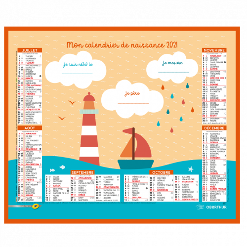 Calendrier de naissance 2021 - Idées cadeaux | Oberthur
