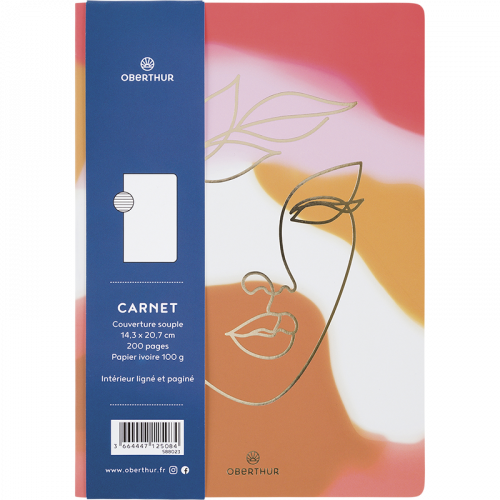 Oberthur Carmen - Carnet de notes souple A5 - ligné - 200 pages - blush