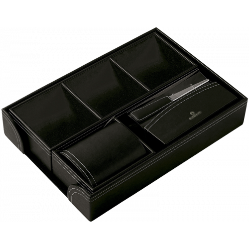 Set de bureau en cuir - NOIR - Set d'accessoires de bureau - 8 Accessoires  de