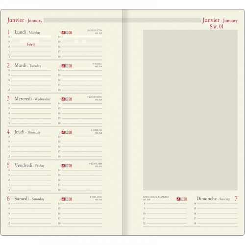 Recharge agenda 16 poche classique FSC 2024 - Recharges agendas et