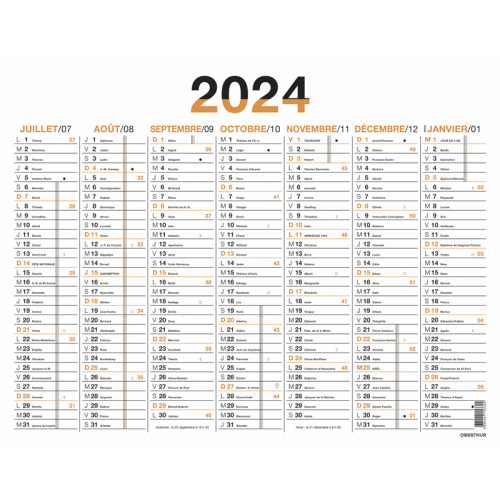 Calendrier De L'année Civile 2024 Calendrier De Bureau 2024 Bloc