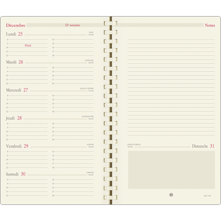 Recharge agenda 84591 - 17 classique Milano spiralée FSC 2027
