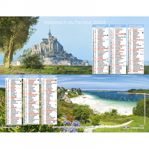 Almanach calendrier du facteur 2024 Bretagne Normandie