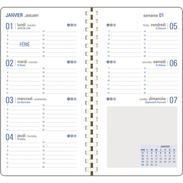 Agenda Dayton spiralé 2026-2027 I Semainier année scolaire Oberthur