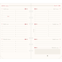 Recharge organiseur 1121 - 17 semaine horizontale 2027