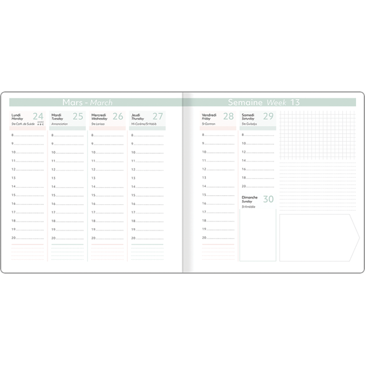Agenda souple Céleste 2027 Oberthur – 4 formats & 5 coloris élégants
