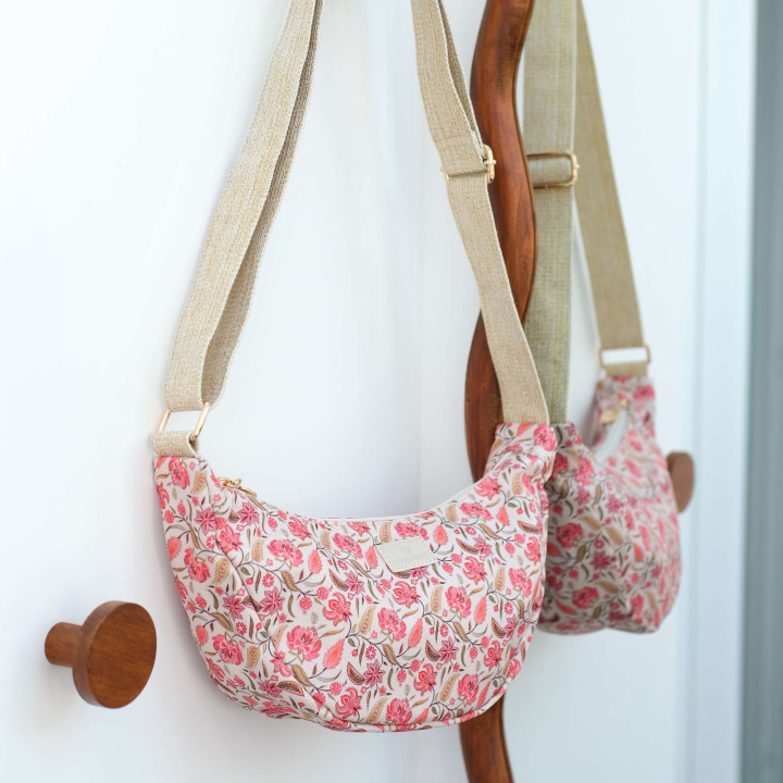 Sac demi-lune Bahia Batik Oberthur – Motif floral chic