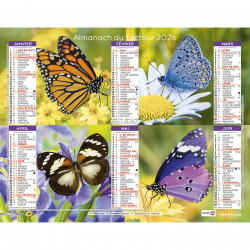 Almanach du facteur 2026 Fleurs et papillons