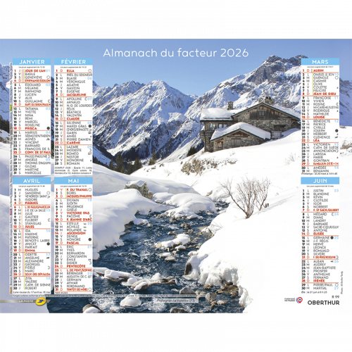 Almanach calendrier du facteur 2026 Montagne