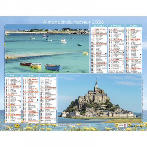 Almanach du facteur 2026 Bretagne Normandie
