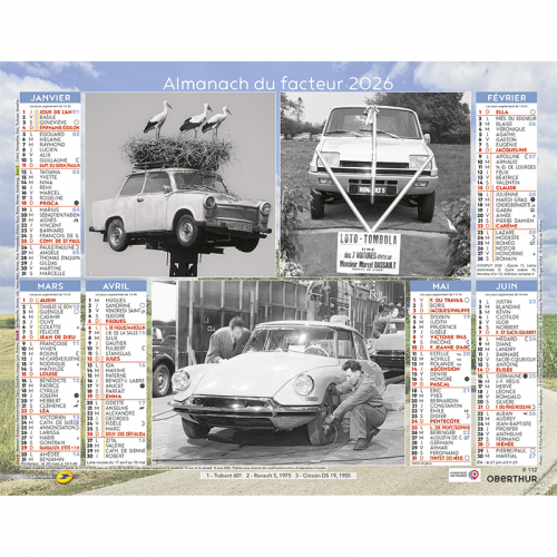 Almanach du facteur 2025 Voitures françaises