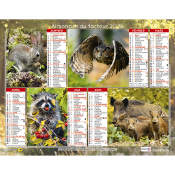 Almanach du facteur 2026 Animaux de la forêt