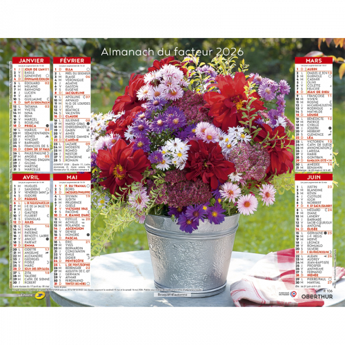 Almanach calendrier du facteur 2024 Bouquets
