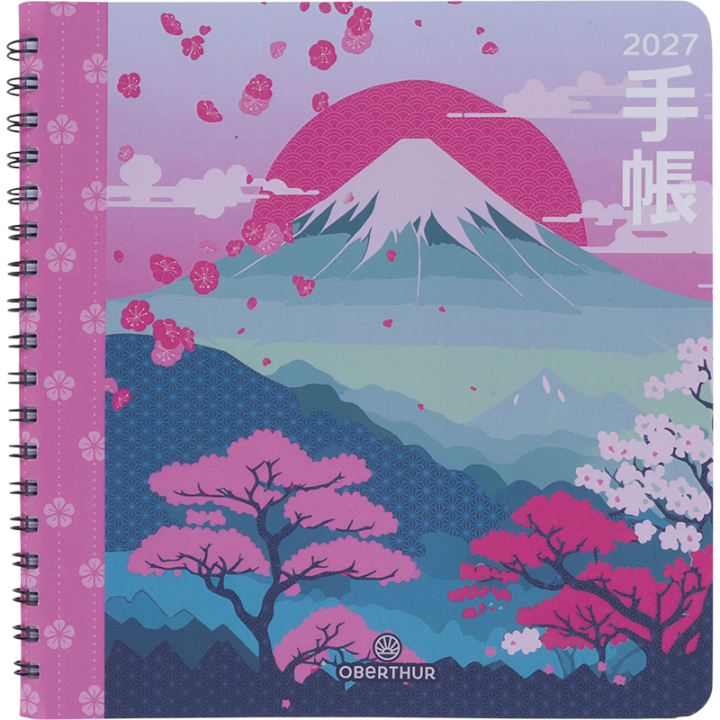 Agenda Tokyo 2027 Oberthur – Semainier à spirales motifs japonais