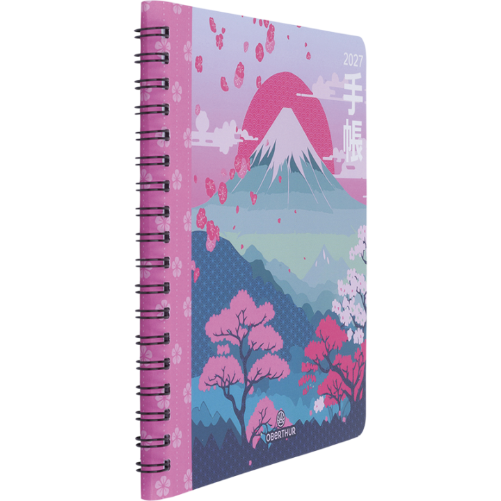 Agenda Tokyo 2027 Oberthur – Semainier à spirales motifs japonais