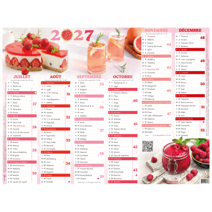 Calendrier 6 mois Cuisine PEFC 2027