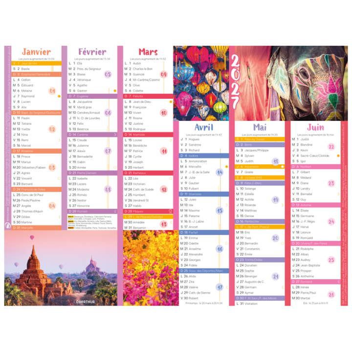 Calendrier 6 mois Color Story PEFC 2027