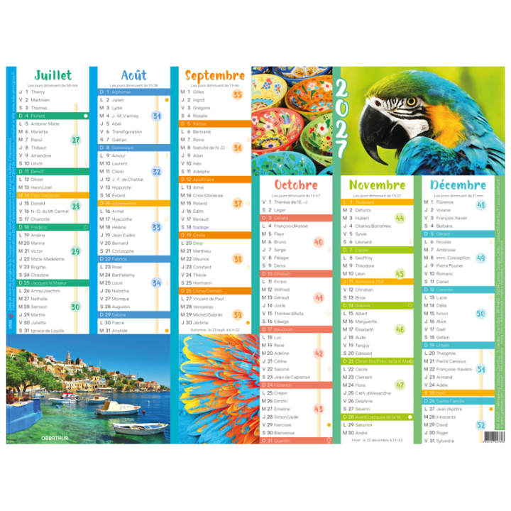Calendrier 6 mois Color Story PEFC 2027