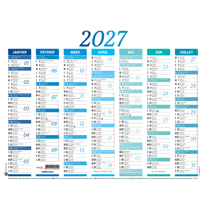 Calendrier Nuance 7 mois PEFC 2027