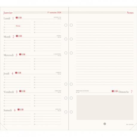 Agenda de Poche 2024: a6, Semainier, Français, Sans Spirale