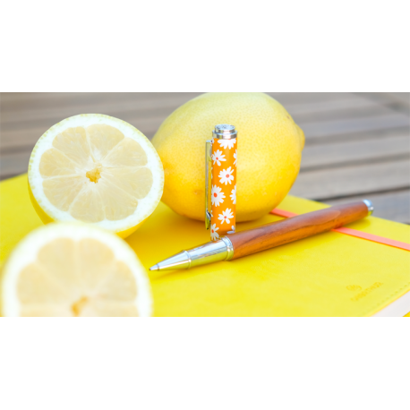 Stylo fin en métal laqué orange - Unique au meilleur prix